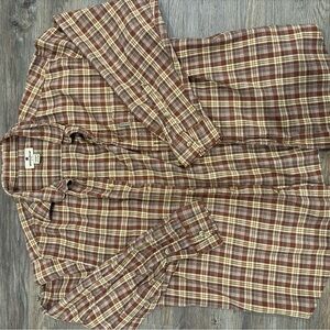 Woolrich Men's Casual Button Down Shirt - Brown and Cream Plaid